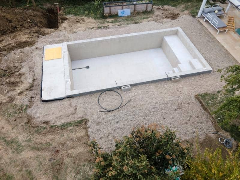 Swimming pool construction project illustrating how a lot survey helps homeowners plan outdoor living improvements.