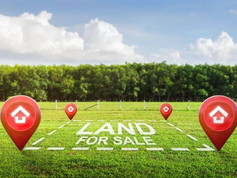 Vacant residential land for sale illustrating how a lot survey helps buyers understand property boundaries and lot characteristics.