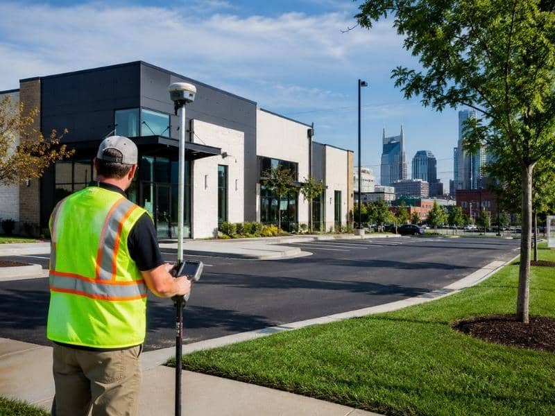 ALTA Survey of a commercial property with parking and access areas in Nashville Tennessee